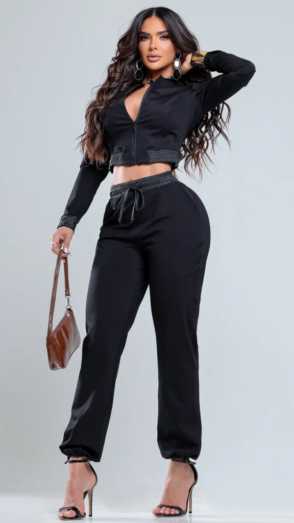 Conjunto Feminino Divine Jogger com Brilho Jogger e Bomber