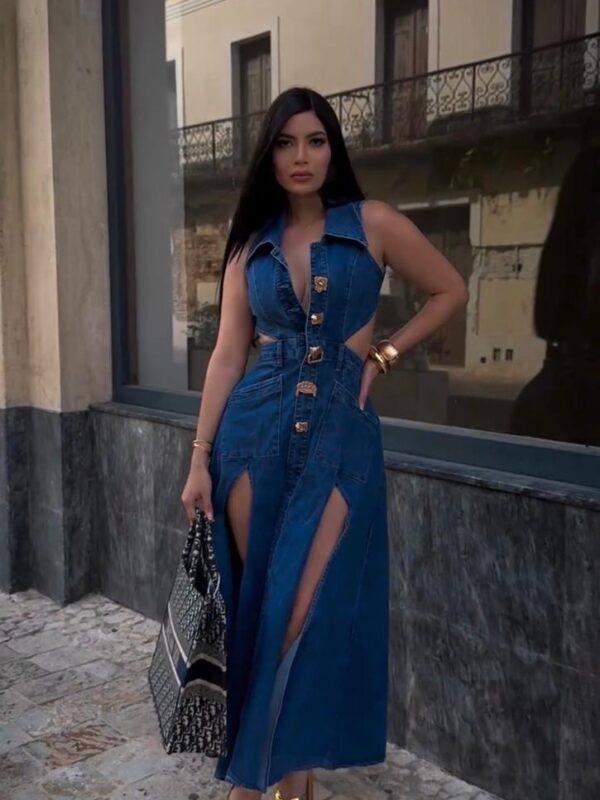 Vestido Jeans Apaixonante - Costas