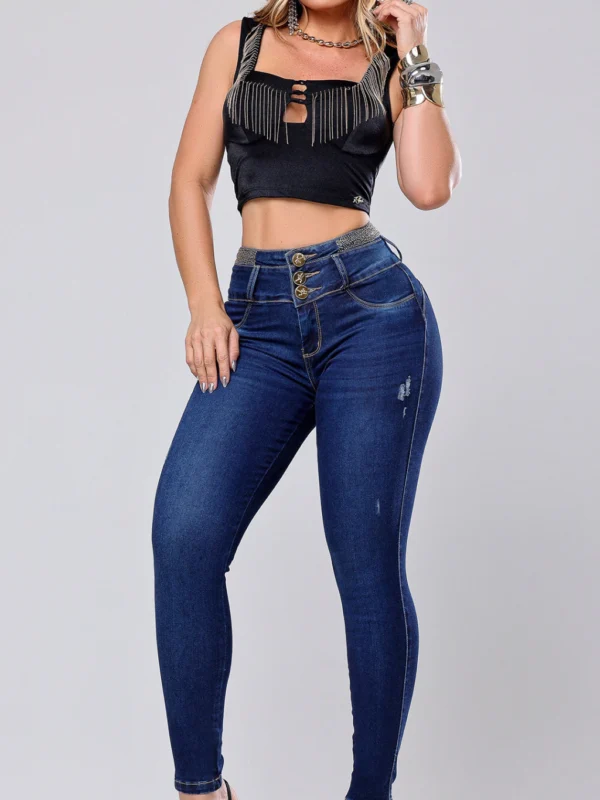 Calca Jeans Cigarrete Charm com Brilho