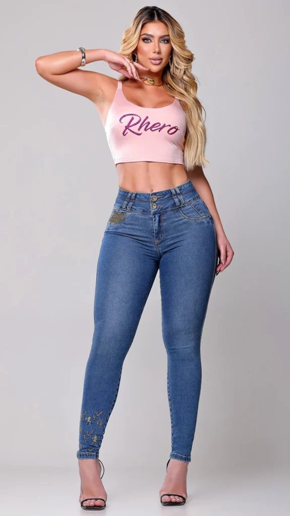 Calça Jeans Cigarrete Glow com Brilho