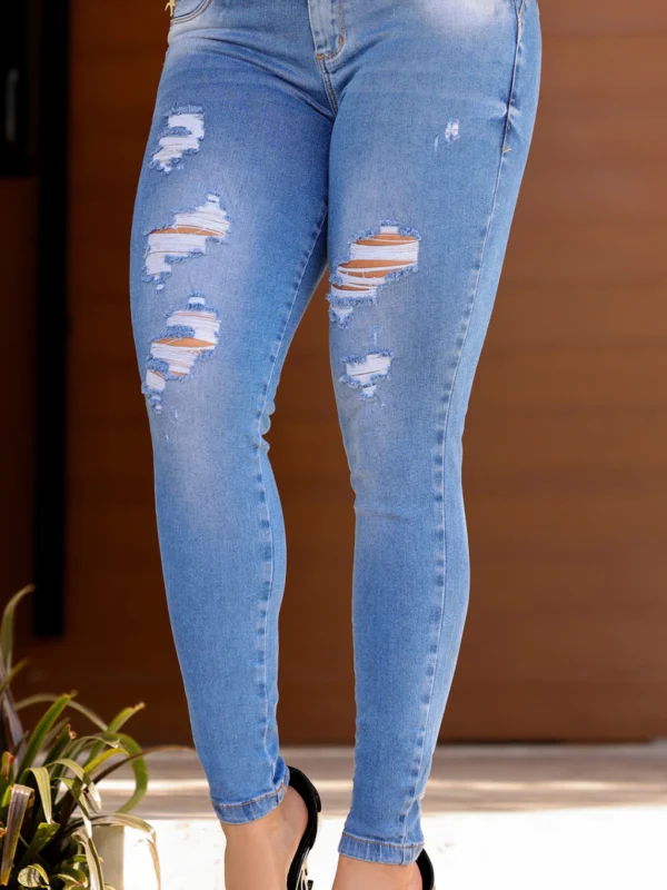 Calca Jeans Cigarrete Glam com Brilho