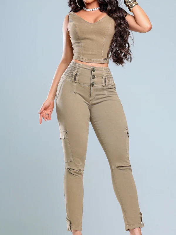 Calca Jeans Cargo Divine Compressora