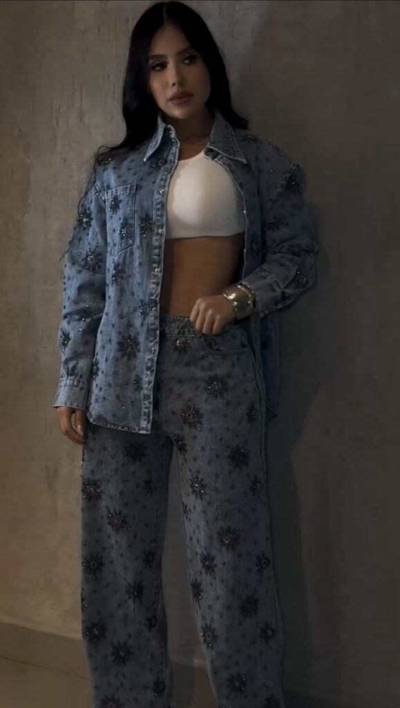 Conjunto Jeans Bordado Shine