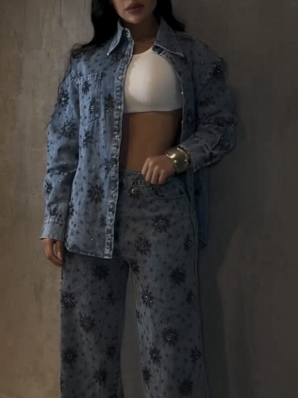 Conjunto Jeans Bordado Shine