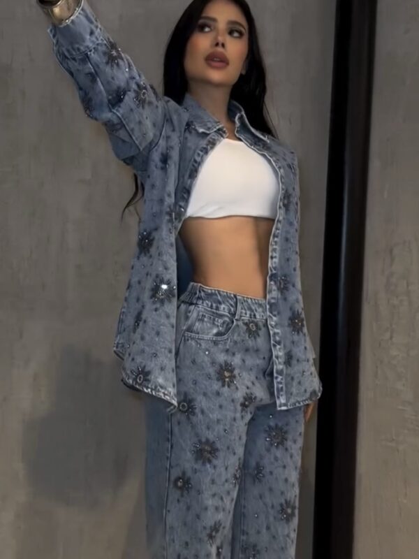 Conjunto Jeans Bordado Shine