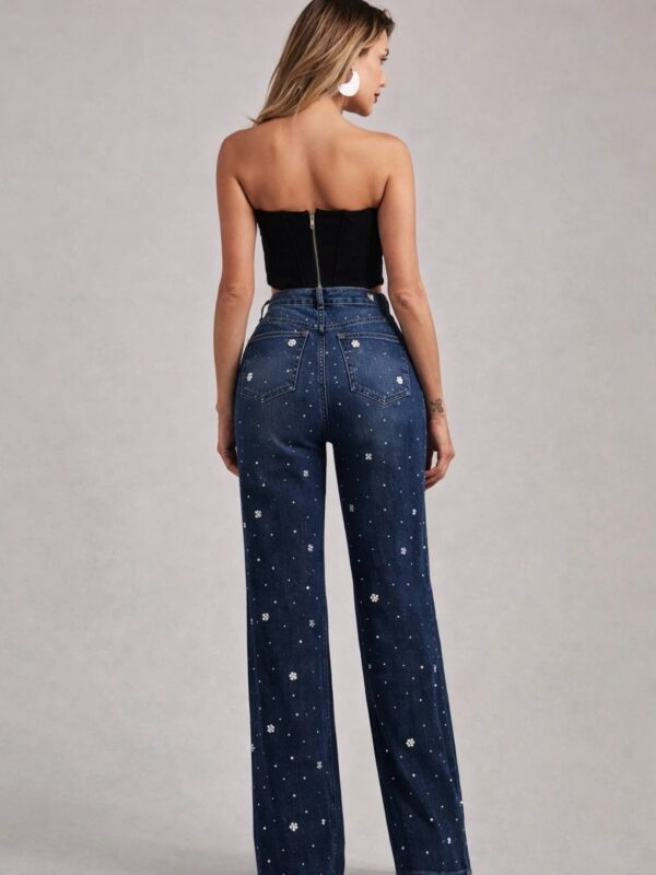 Calça Jeans Wideleg Perolada