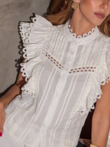 Blusa Babado Plissada Branca