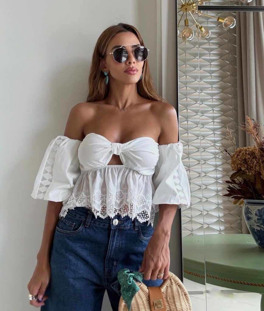 Blusa Cropped Laco Ombro a Ombro