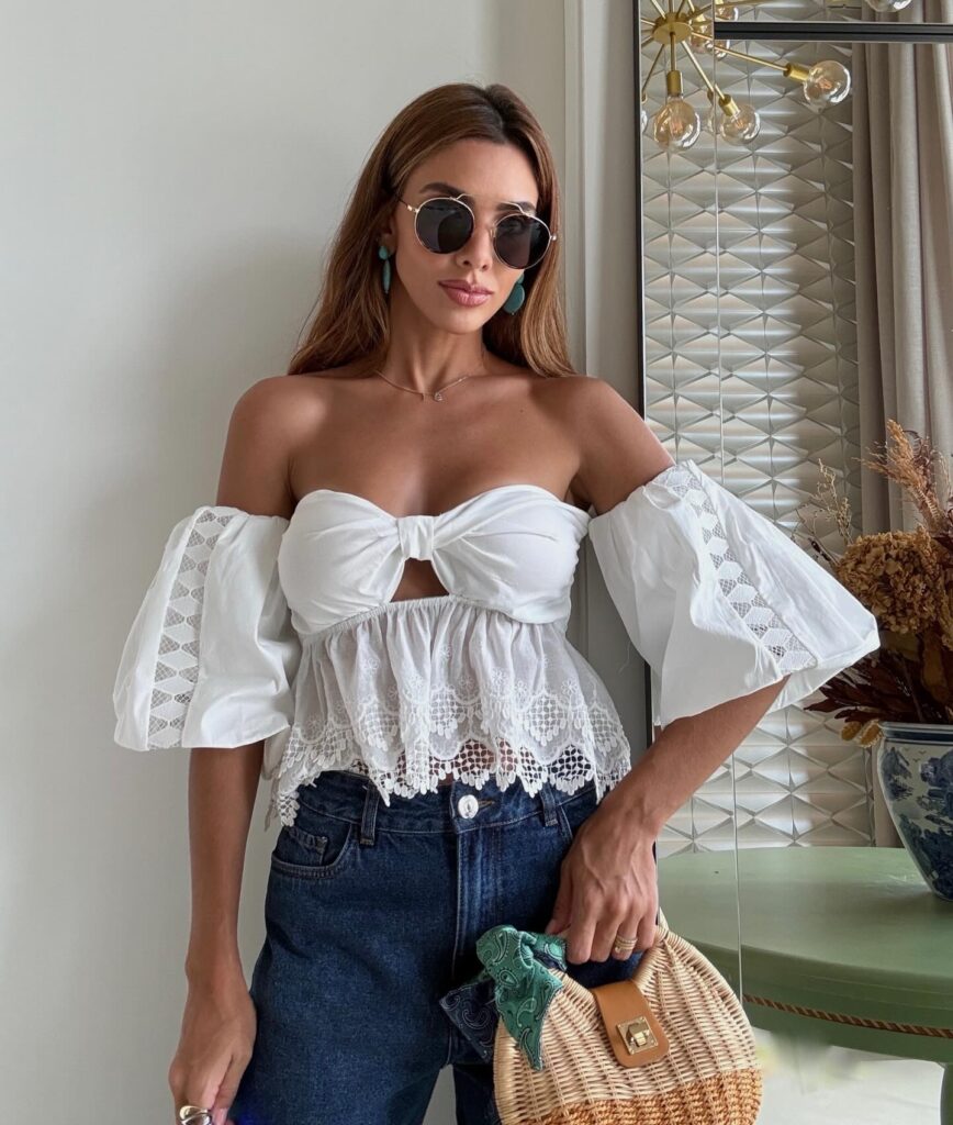 Blusa Cropped Laco Ombro a Ombro