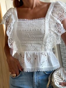 Blusa Peplum Laise Babado Branca