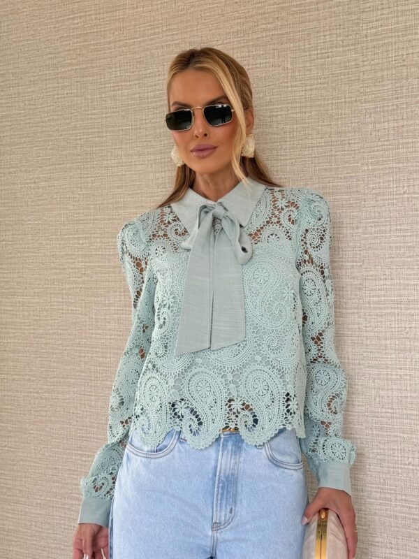 Camisa Laise com Laco Verde Agua