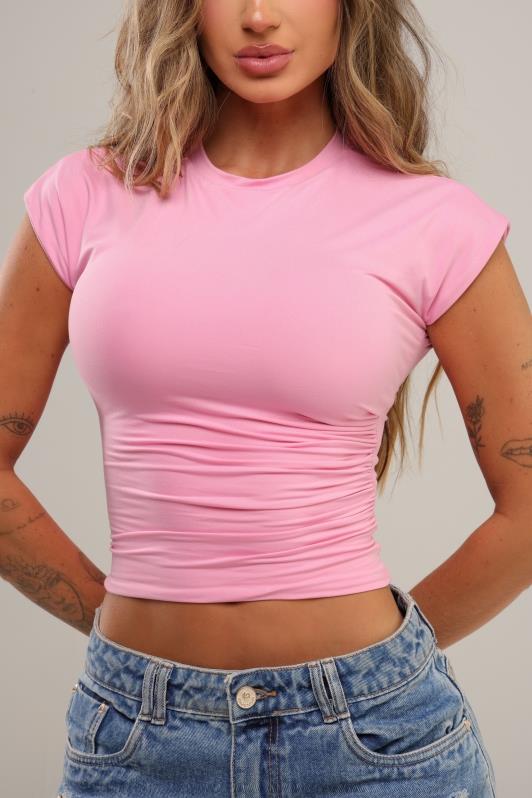 Blusa Cropped Manga Curta Francine