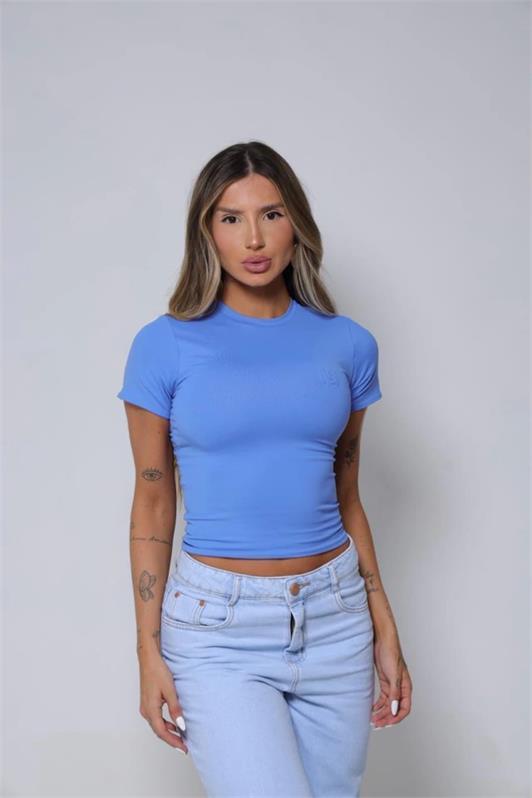 Blusa Cropped Manga Curta Básica Izzy