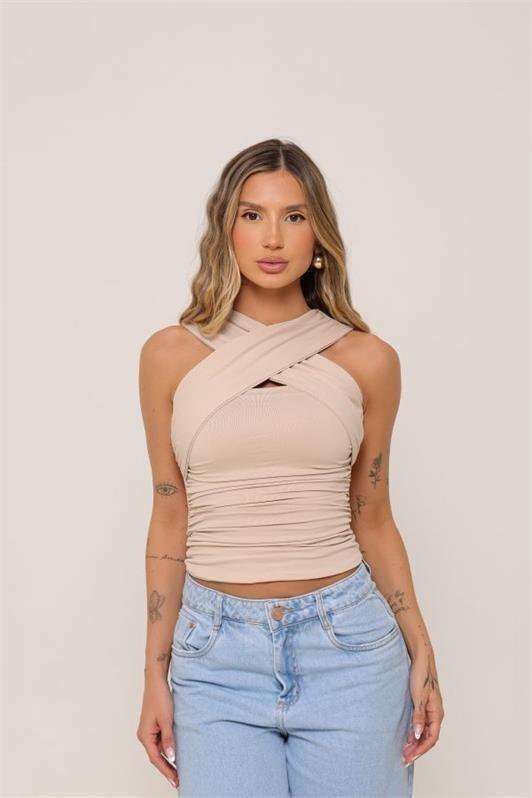 Blusa Regata Transpassada Drapeada Selena