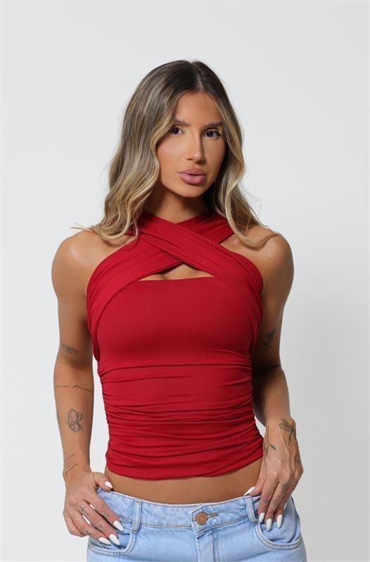 Blusa Regata Transpassada Drapeada Selena