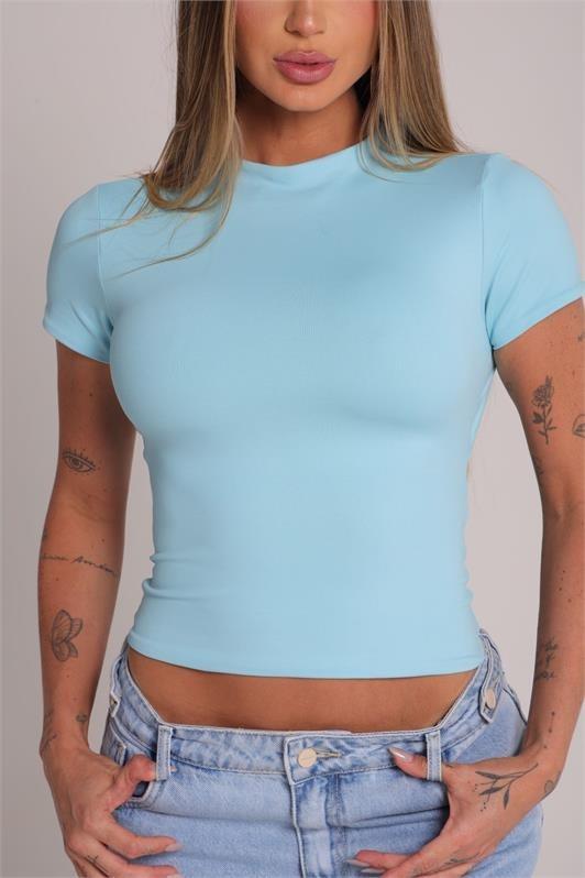 Blusa Cropped Manga Curta Básica Vitoria