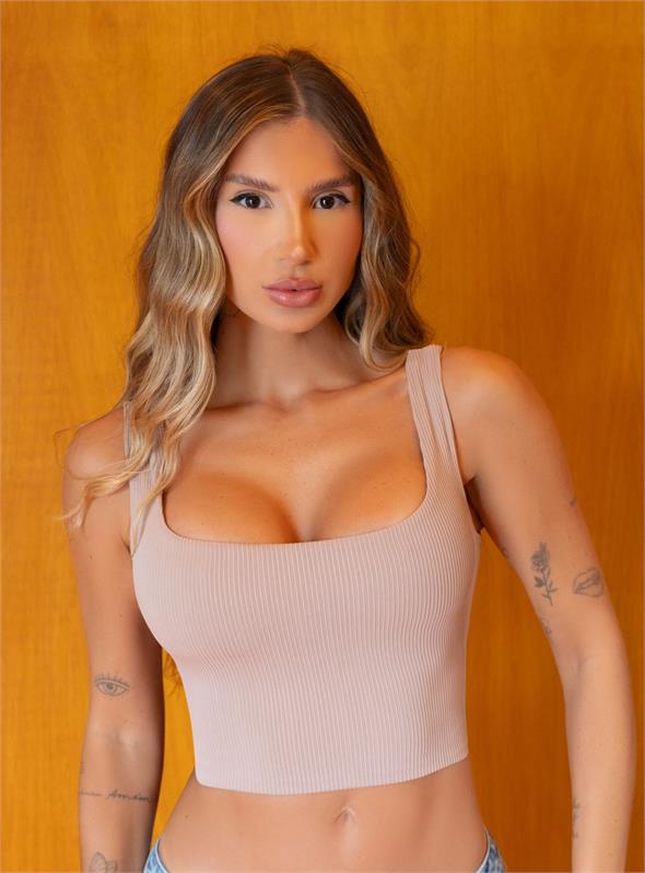 Cropped Alça Larga Canelado Jully