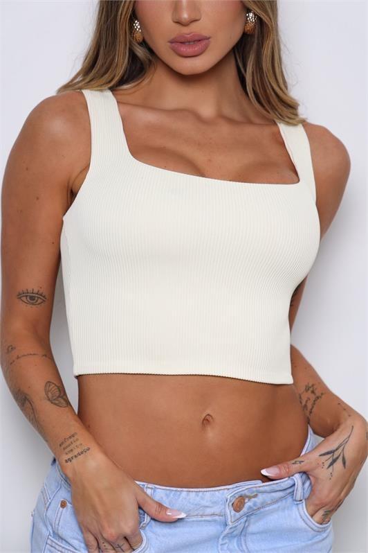 Cropped Alça Larga Canelado Jully