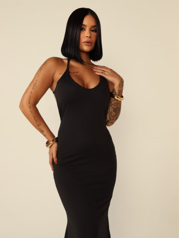 Vestido Longo de Alcinha Camila Preto