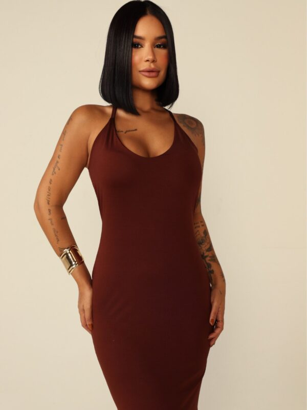 Vestido Longo de Alcinha Camila Marrom