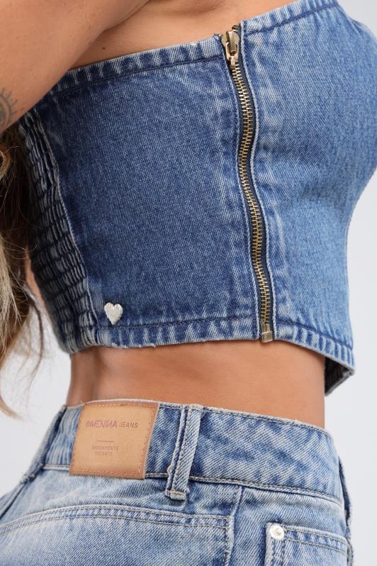 Calca Wide Leg Jeans Cargo