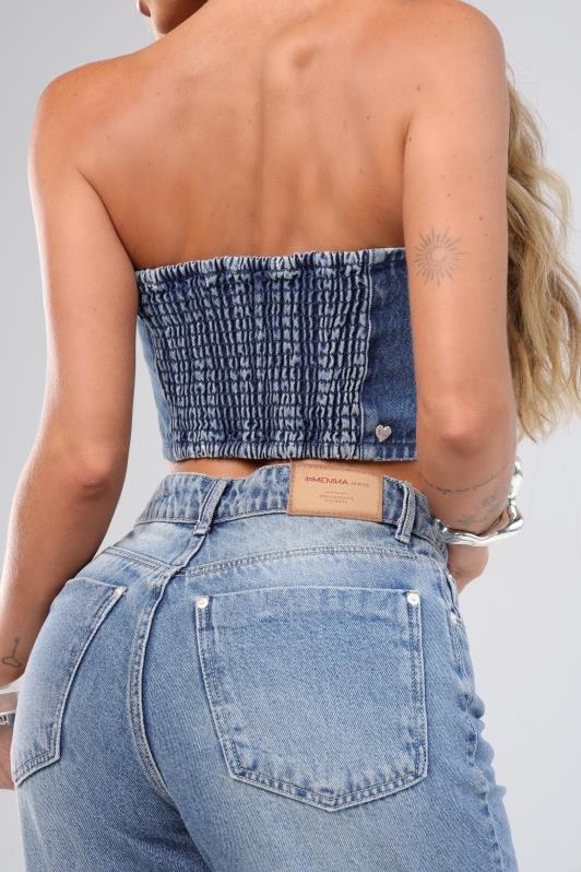 Calca Wide Leg Jeans Cargo